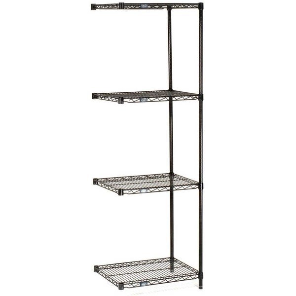 5 Tier Black Epoxy Wire Shelving Add-On Unit, 24W x 18D x 86H, Nexel, Mfr#: A18248B5